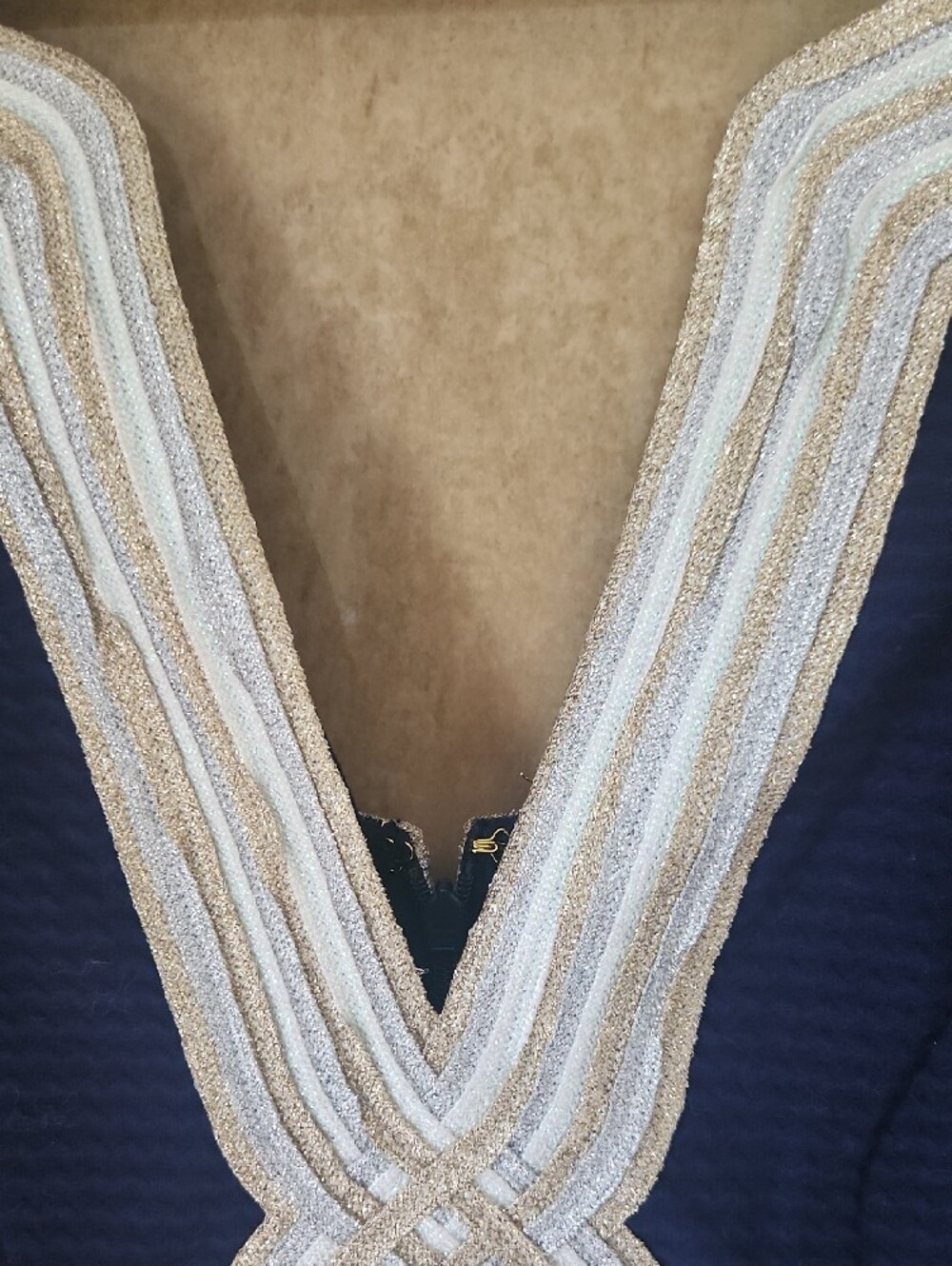 SALE !!-- Lilly Pulitzer Navy Blue Sheath Dress with White Embellished Placket - Picture 2 of 6